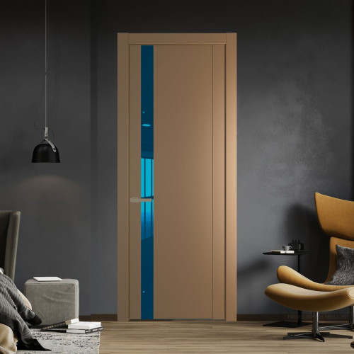 Межкомнатная дверь ProfilDoors 1.2P Перламутр золото Зеркало Blue молдинг Шампань