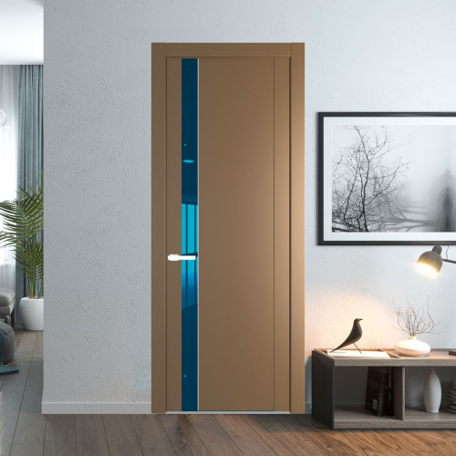 Межкомнатная дверь ProfilDoors 1.2P Перламутр золото Зеркало Blue молдинг Вайт