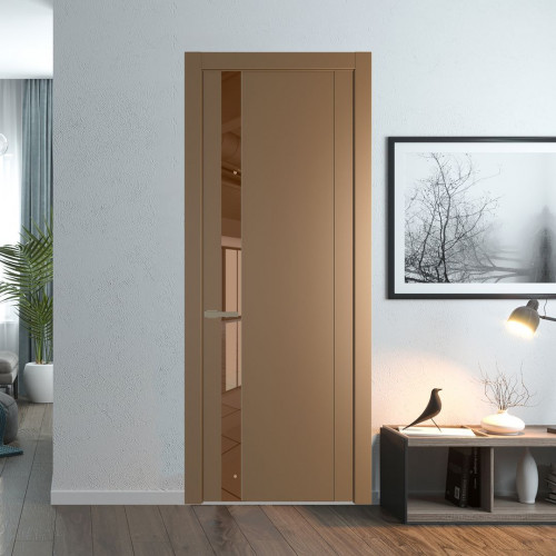 Межкомнатная дверь ProfilDoors 1.2P Перламутр золото Зеркало Bronza молдинг Шампань