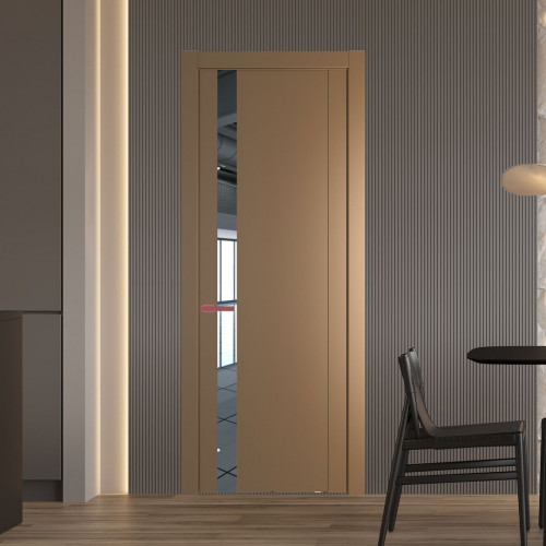 Межкомнатная дверь ProfilDoors 1.2P.O Перламутр золото Зеркало молдинг Красный антрацит
