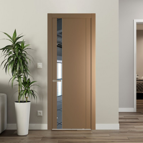 Межкомнатная дверь ProfilDoors 1.2P Перламутр золото Зеркало молдинг Никель матовый