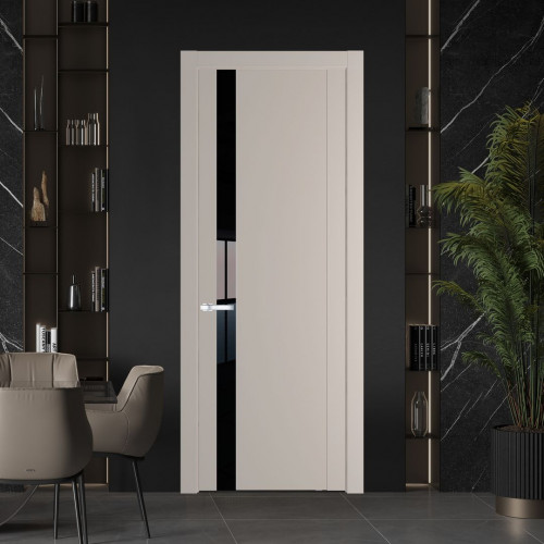 Межкомнатная дверь ProfilDoors 1.2P Сэнд Lacobel Черный лак молдинг Серебро