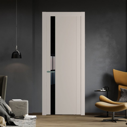Межкомнатная дверь ProfilDoors 1.2P Сэнд Lacobel Черный лак молдинг Зеленый воск