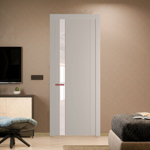 Межкомнатная дверь ProfilDoors 1.2P Сэнд Lacobel Перламутровый лак молдинг Красный антрацит