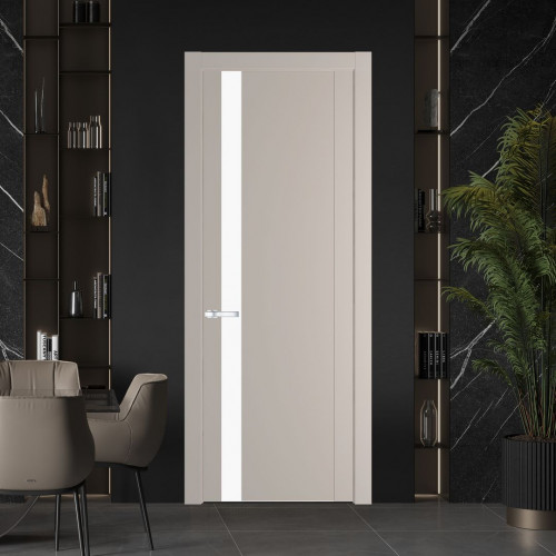 Межкомнатная дверь ProfilDoors 1.2P Сэнд Монохром белый просветленный молдинг Серебро
