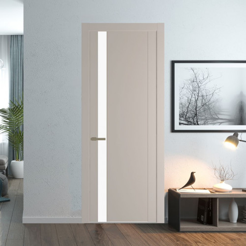 Межкомнатная дверь ProfilDoors 1.2P.O Сэнд Монохром белый просветленный молдинг Шампань