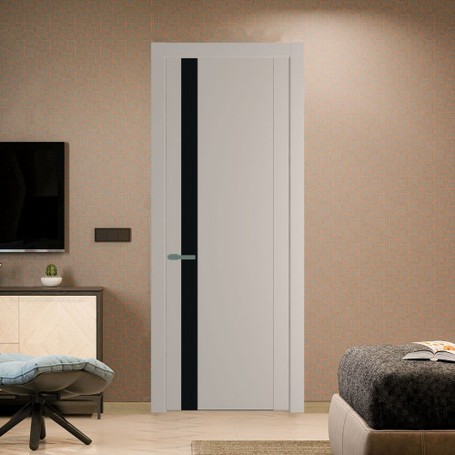 Межкомнатная дверь ProfilDoors 1.2P Сэнд Монохром черный молдинг Зеленый воск