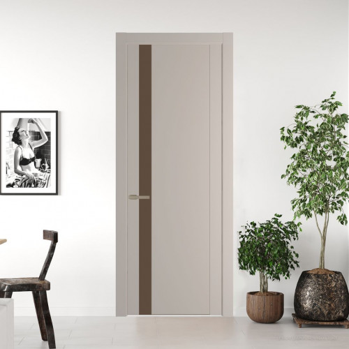 Межкомнатная дверь ProfilDoors 1.2P.O Сэнд Монохром гляссе молдинг Никель матовый