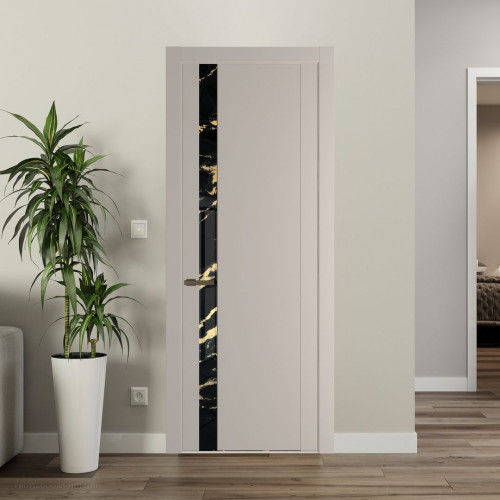 Межкомнатная дверь ProfilDoors 1.2P Сэнд Нефи черный узор золото молдинг Деорэ