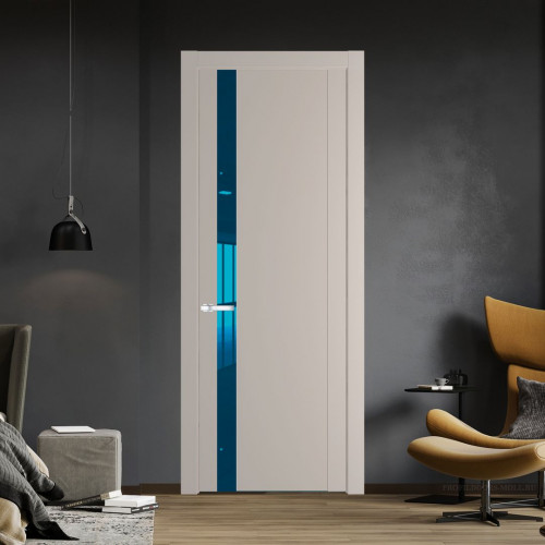 Межкомнатная дверь ProfilDoors 1.2P.O Сэнд Зеркало Blue молдинг Серебро