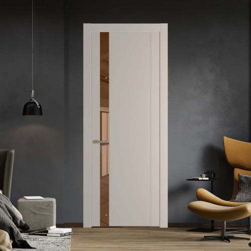 Межкомнатная дверь ProfilDoors 1.2P Сэнд Зеркало Bronza молдинг Шампань