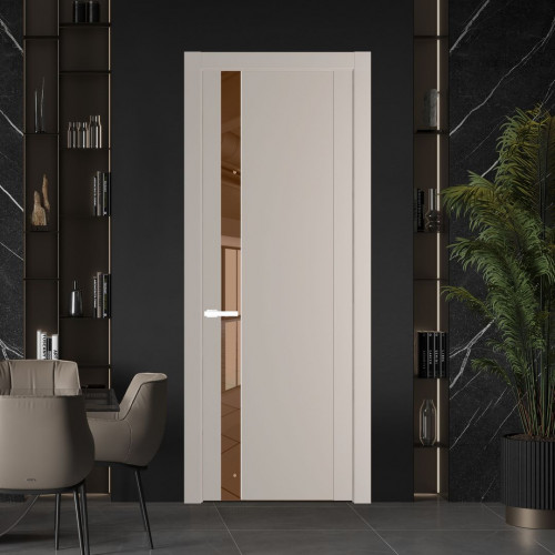 Межкомнатная дверь ProfilDoors 1.2P.O Сэнд Зеркало Bronza молдинг Вайт