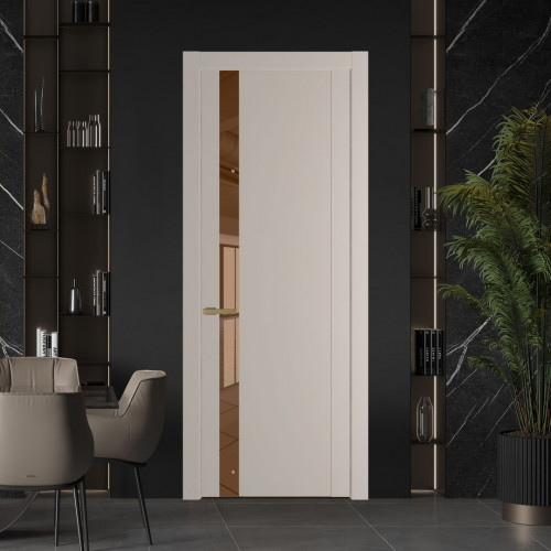 Межкомнатная дверь ProfilDoors 1.2P.O Сэнд Зеркало Bronza молдинг Золото