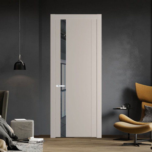 Межкомнатная дверь ProfilDoors 1.2P Сэнд Зеркало Grey молдинг Серебро