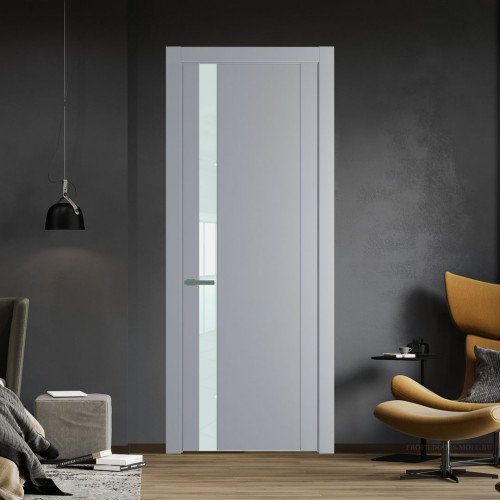 Межкомнатная дверь ProfilDoors 1.2P Смоки Lacobel Белый лак молдинг Зеленый воск