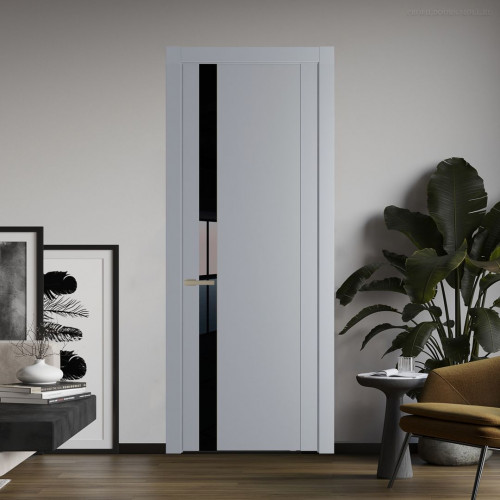 Межкомнатная дверь ProfilDoors 1.2P Смоки Lacobel Черный лак молдинг Никель матовый