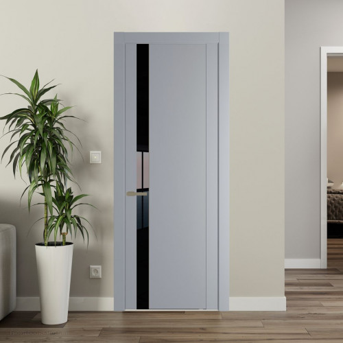 Межкомнатная дверь ProfilDoors 1.2P Смоки Lacobel Черный лак молдинг Шампань