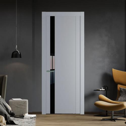 Межкомнатная дверь ProfilDoors 1.2P Смоки Lacobel Черный лак молдинг Зеленый воск