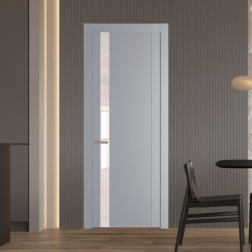 Межкомнатная дверь ProfilDoors 1.2P Смоки Lacobel Перламутровый лак молдинг Никель матовый