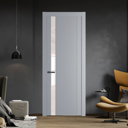 Межкомнатная дверь ProfilDoors 1.2P Смоки Lacobel Перламутровый лак молдинг Серая ночь
