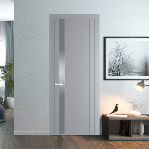 Межкомнатная дверь ProfilDoors 1.2P.O Смоки Lacobel Серебряный лак молдинг Серебро