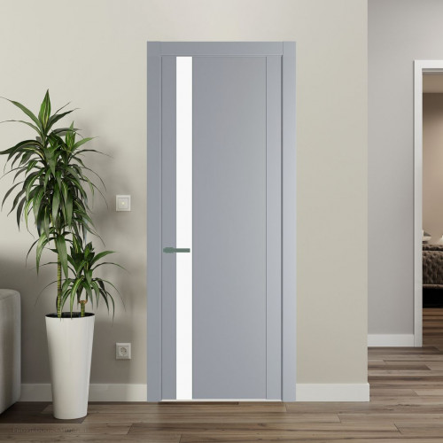 Межкомнатная дверь ProfilDoors 1.2P Смоки Монохром белый просветленный молдинг Зеленый воск