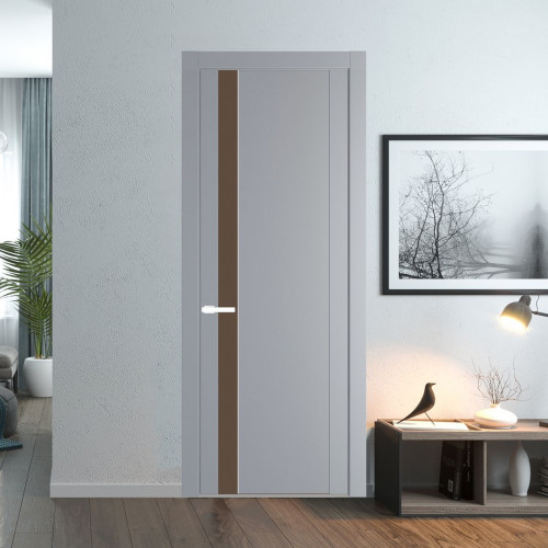 Межкомнатная дверь ProfilDoors 1.2P Смоки Монохром гляссе молдинг Вайт