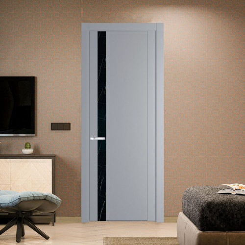 Межкомнатная дверь ProfilDoors 1.2P.O Смоки Неро мрамор молдинг Серебро