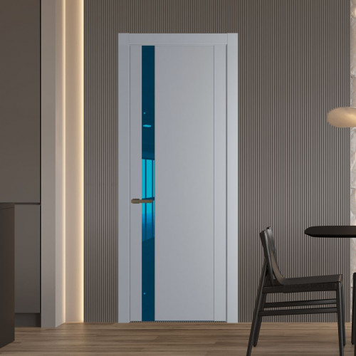 Межкомнатная дверь ProfilDoors 1.2P Смоки Зеркало Blue молдинг Деорэ