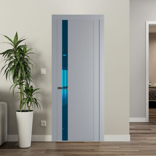 Межкомнатная дверь ProfilDoors 1.2P Смоки Зеркало Blue молдинг Серая ночь