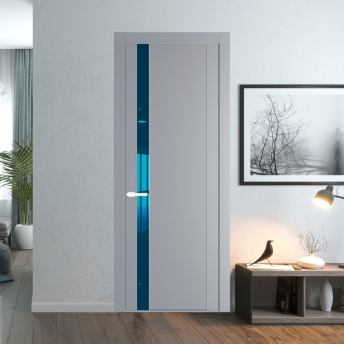Межкомнатная дверь ProfilDoors 1.2P Смоки Зеркало Blue молдинг Вайт