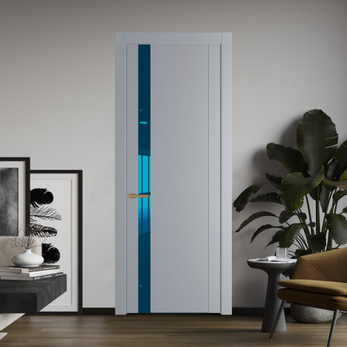 Межкомнатная дверь ProfilDoors 1.2P.O Смоки Зеркало Blue молдинг Золото