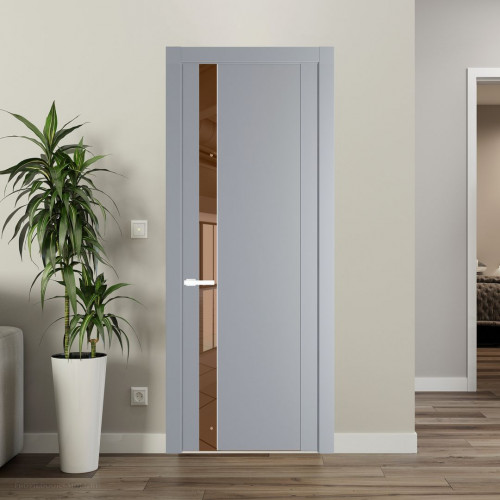 Межкомнатная дверь ProfilDoors 1.2P Смоки Зеркало Bronza молдинг Вайт