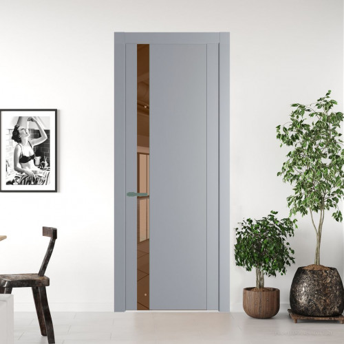 Межкомнатная дверь ProfilDoors 1.2P Смоки Зеркало Bronza молдинг Зеленый воск