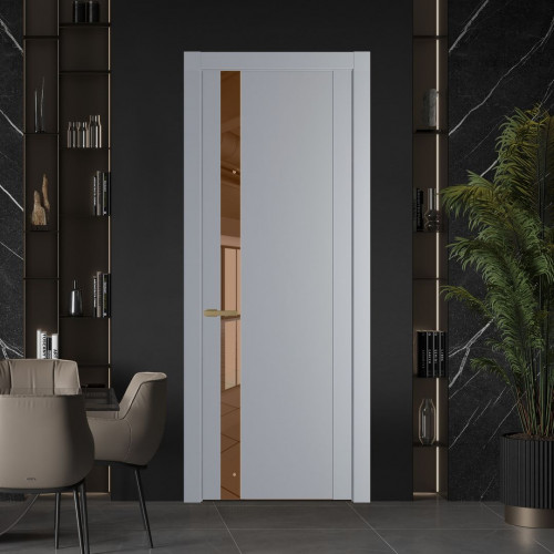 Межкомнатная дверь ProfilDoors 1.2P Смоки Зеркало Bronza молдинг Золото