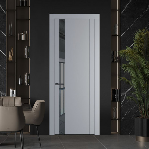 Межкомнатная дверь ProfilDoors 1.2P Смоки Зеркало Grey молдинг Серая ночь