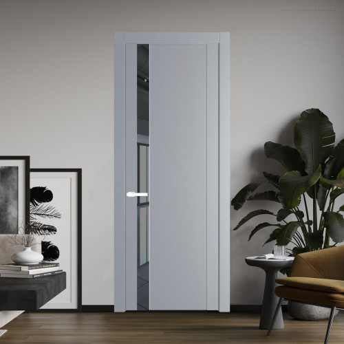 Межкомнатная дверь ProfilDoors 1.2P Смоки Зеркало Grey молдинг Вайт