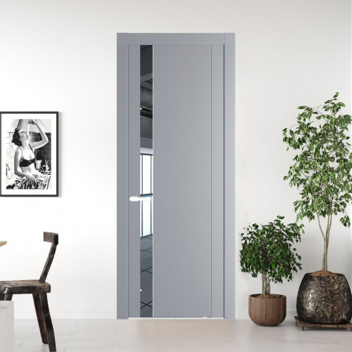 Межкомнатная дверь ProfilDoors 1.2P Смоки Зеркало молдинг Вайт