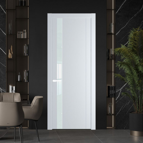 Межкомнатная дверь ProfilDoors 1.2P Вайт Lacobel Белый лак молдинг Вайт