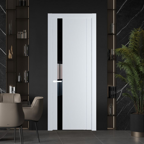 Межкомнатная дверь ProfilDoors 1.2P Вайт Lacobel Черный лак молдинг Вайт