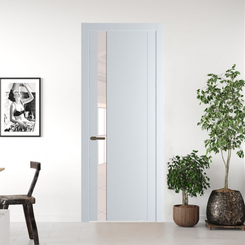 Межкомнатная дверь ProfilDoors 1.2P.O Вайт Lacobel Перламутровый лак молдинг Деорэ