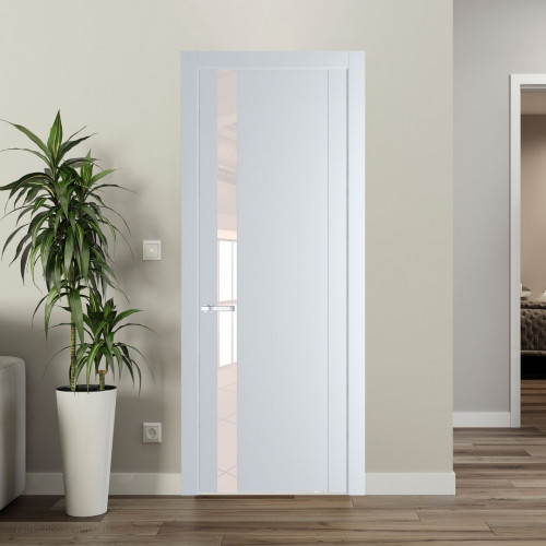 Межкомнатная дверь ProfilDoors 1.2P Вайт Lacobel Перламутровый лак молдинг Серебро