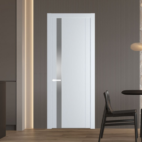 Межкомнатная дверь ProfilDoors 1.2P Вайт Lacobel Серебряный лак молдинг Вайт