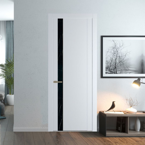 Межкомнатная дверь ProfilDoors 1.2P.O Вайт Неро мрамор молдинг Шампань