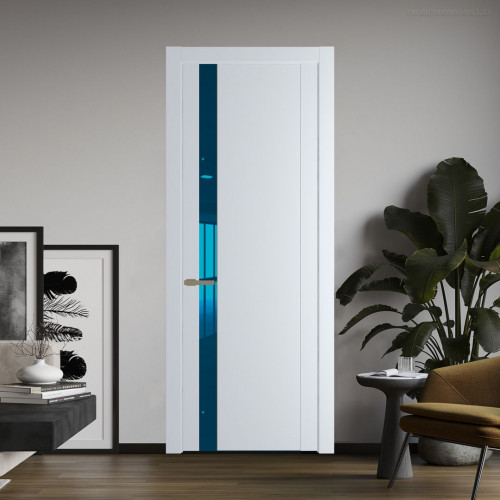 Межкомнатная дверь ProfilDoors 1.2P Вайт Зеркало Blue молдинг Шампань