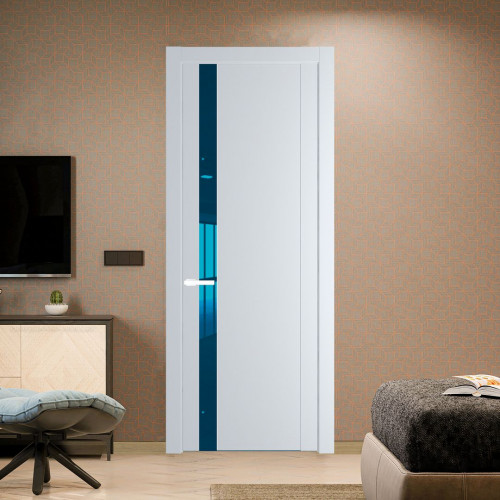 Межкомнатная дверь ProfilDoors 1.2P Вайт Зеркало Blue молдинг Вайт