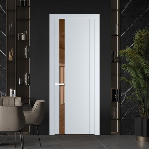 Межкомнатная дверь ProfilDoors 1.2P Вайт Зеркало Bronza молдинг Вайт