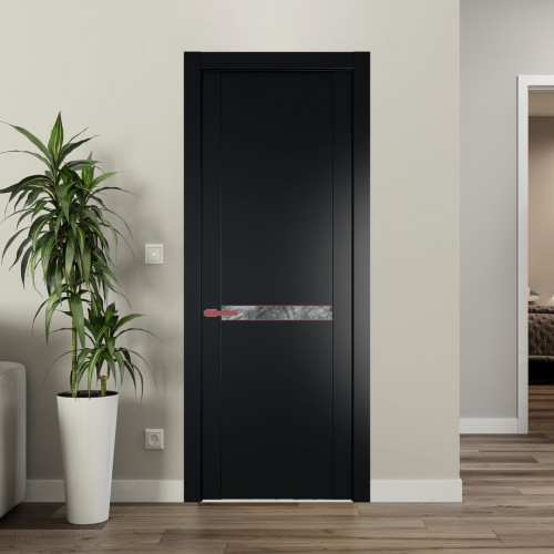 Межкомнатная дверь ProfilDoors 1.4P Блэк Атриум серебро молдинг Красный антрацит