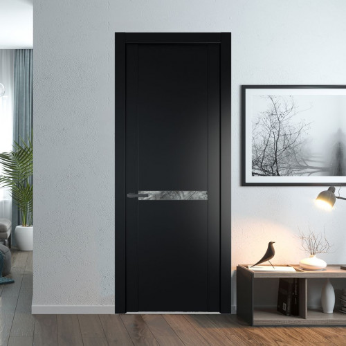 Межкомнатная дверь ProfilDoors 1.4P Блэк Атриум серебро молдинг Серая ночь