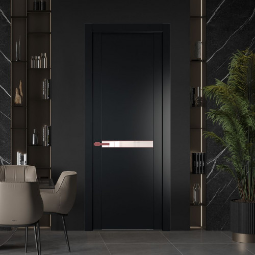 Межкомнатная дверь ProfilDoors 1.4P.O Блэк Lacobel Перламутровый лак молдинг Красный антрацит